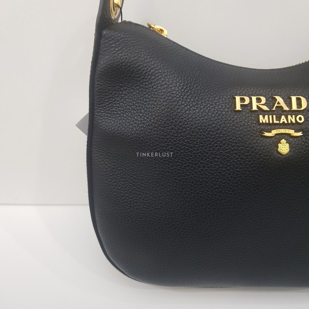PRADAセール【1BC180 LEATHER+NYLON STRAP SHOULDER BAG/S】 tas sling-bag Prada 1BC180 Vitello Nero Hobo Black Leather